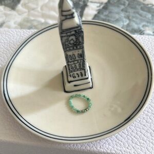 Emerald faceted Gemstone Stretchy Beaded Ring